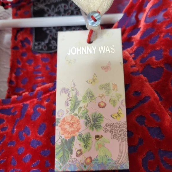 Johnny Was Doris Silk-Blend Mini Dress Deep Red Cheetah Print Women's Size Small - Picture 10 of 15